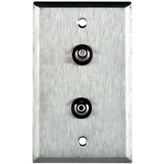 TecNec WPL-1106S Stainless Steel 1-Gang Wall Plate with 2 Soldered RCA Barrel Connectors
