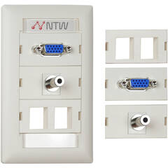 NTW Pre-Configured Customizable UniMedia Wall Plate with VGA & 1/8