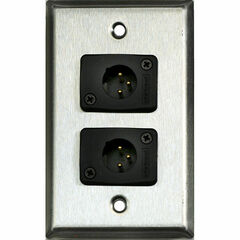 Whirlwind WP1/2MW 1-Gang Wall Plate with 2 Whirlwind WC3M Male XLR Terminals (Stainless Steel Finish)