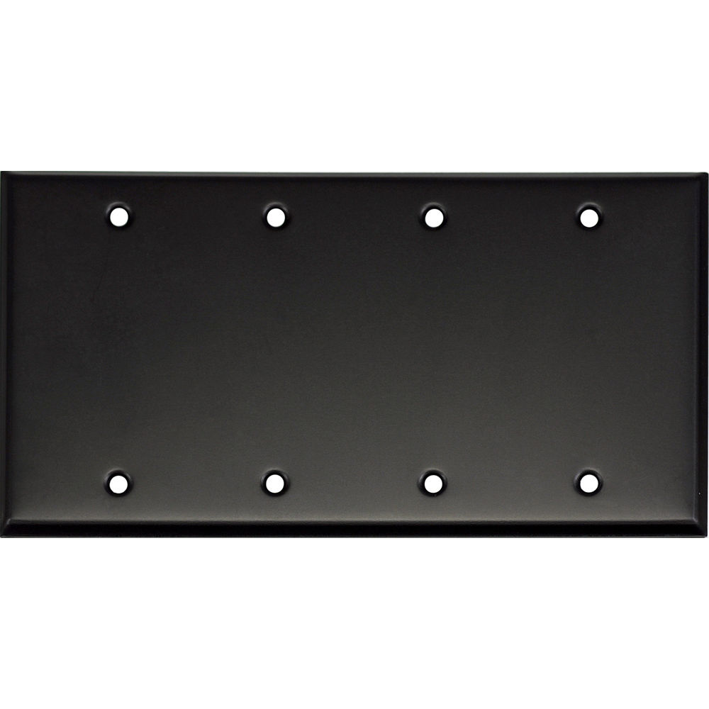 Whirlwind 4-Gang Blank Wall Plate (Black Finish)