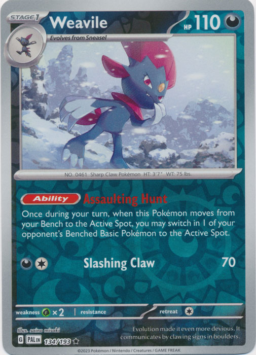 Weavile - 134/193 - Holo Rare - Reverse Holo