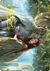 Aragorn and Arwen, Wed Art Card - Gold-Stamped Signature