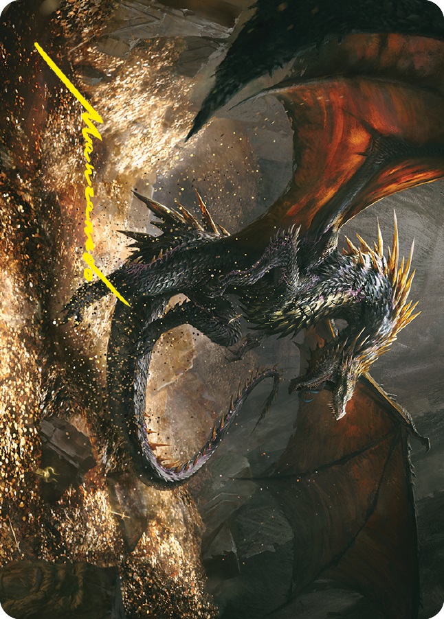 Cavern-Hoard Dragon Art Card - Gold-Stamped Signature