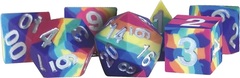 Sharp Edge Silicone Rubber Dice Set: Rainbow