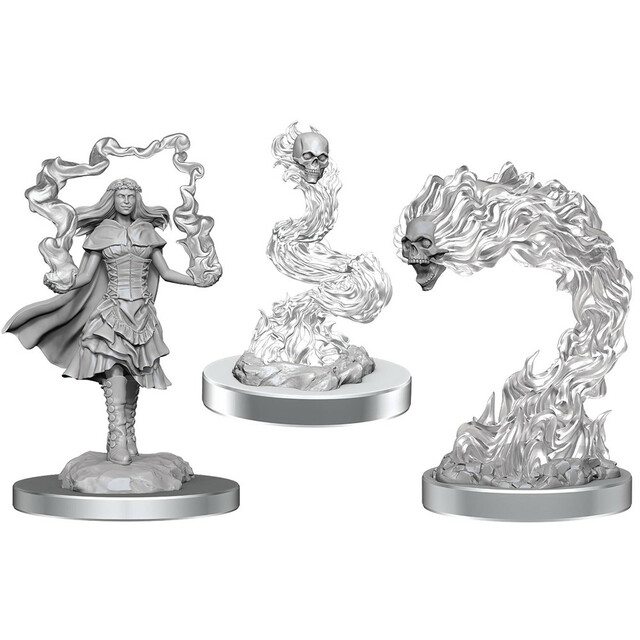 D&D Nolzurs Marvelous Miniatures: W21 Dark Spellcaster & Flameskulls