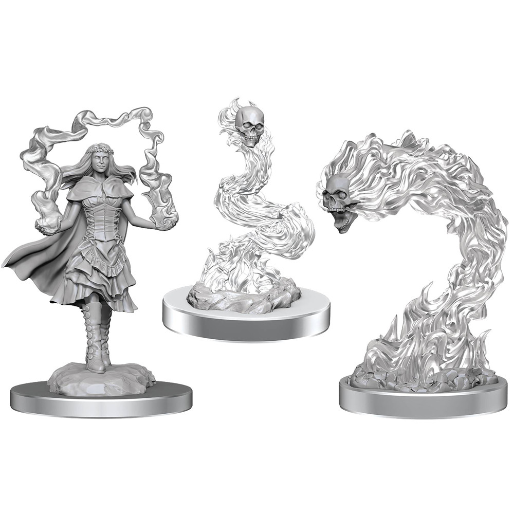 D&D Nolzurs Marvelous Miniatures: W21 Dark Spellcaster & Flameskulls