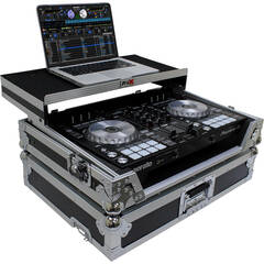 ProX Flight Case for Pioneer DDJ-SR2 Controller with Laptop Shelf and LED Kit (Silver-on-Black)