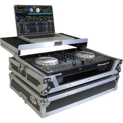 ProX X-DDJSB3 LT Flight Case with Shelf for Pioneer DDJ-FLX4, DDJ-SB3, DDJ-400 Controllers (Silver on Black)