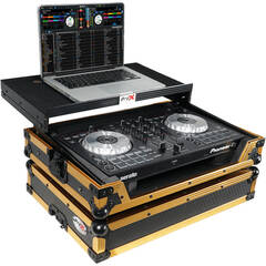 ProX ATA Flight Case for Pioneer DDJ-SB3 DDJ-FLX4 DDJ-400 DJ Controller with Laptop Shelf and LED (Gold Black)