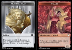 Emblem - Ajani Steadfast (0077) // Wizard (0071) Double-Sided Token