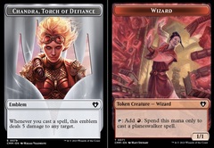 Emblem - Chandra, Torch of Defiance (0079) // Wizard (0071) Double-Sided Token