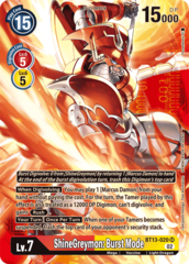 Shinegreymon: Burst Mode - BT13-020 - SR - Alternate Art with Red Background