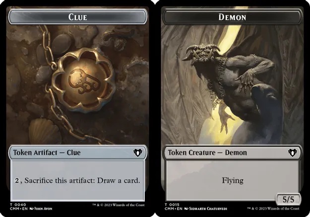 Clue (0040) // Demon (0015) Double-Sided Token