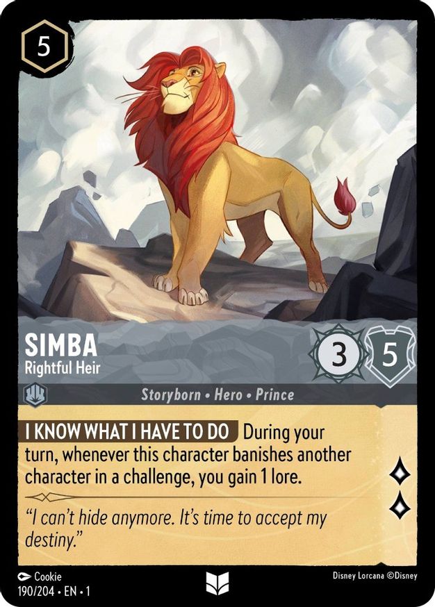 Simba - Rightful Heir - 190/204 - Uncommon - Cold Foil Simba - Rightful Heir - 190/204 - Uncommon - Cold Foil