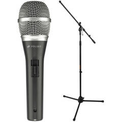 Polsen M-85 Professional Dynamic Handheld Microphone Kit with Stand and Cable (Dark Gray)