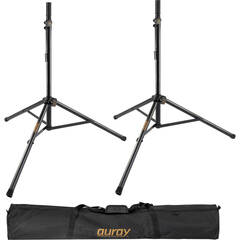 Auray SS-47S-PB Deluxe Height-Adjustable Steel Speaker Stands with Tripod Base and Carrying Case