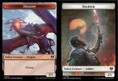 Dragon (0021) // Soldier (0009) Double-Sided Token - Foil