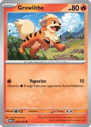 Growlithe - 058/165 - Common - Reverse Holo