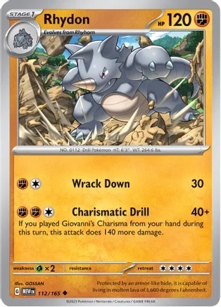 Rhydon - 112/165 - Uncommon - Reverse Holo