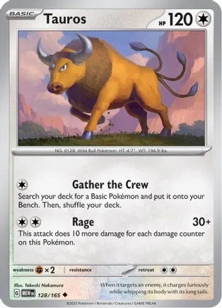 Tauros - 128/165 - Uncommon - Reverse Holo