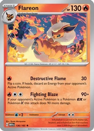 Flareon - 136/165 - Holo Rare - Reverse Holo