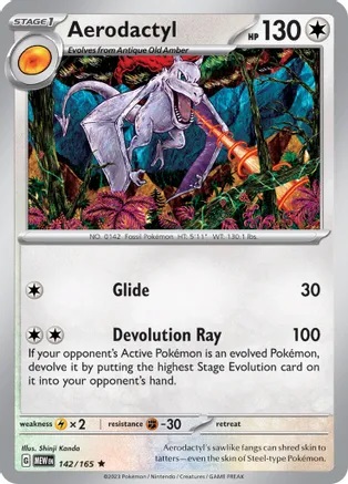 Aerodactyl - 142/165 - Holo Rare - Reverse Holo