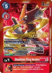 Shoutmon (King Version) - BT12-011 - U (2023 Regionals Participant) - Foil