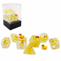 Duck - Santa Yellow Set of 7 Filled Polyhedral Dice