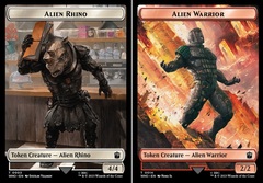 Alien Rhino // Alien Warrior Double-Sided Token