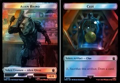 Alien Rhino // Clue (0055) Double-Sided Token - Surge Foil