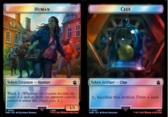 Human (0038) // Clue (0055) Double-Sided Token - Surge Foil