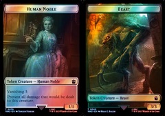 Human Noble // Beast Double-Sided Token - Surge Foil