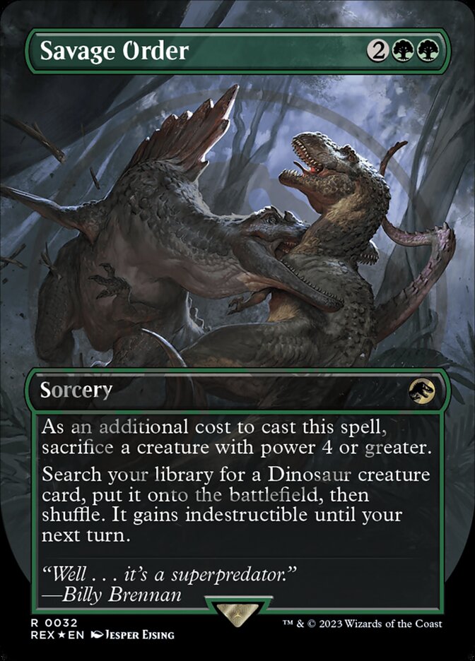 mtg jurassic world emblem cards Savage Order - Foil - Borderless - Emblem - Magic Singles » Special  Editions » MTG: Jurassic World Collection - [REX]