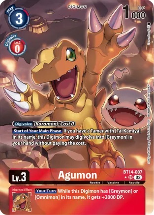 Agumon - BT14-007 - SR (Alternate Art) - Foil