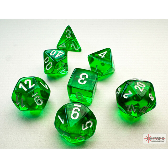 Mini-Polyhedral 10mm 7-Die Set: Translucent - Green/white (CHX20375)