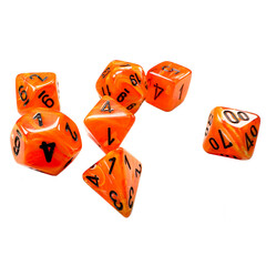 10mm Polyhedral Dice: Vortex - Orange w/ Black (7)