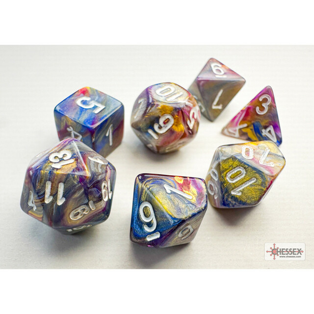 Mini-Polyhedral 10mm 7-Die Set: Festive - Carousel/white (CHX20440)