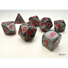 Mini-Polyhedral 10mm Dice: Velvet - Black w/ Red (7)CHX 20478