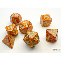 Mini-Polyhedral 10mm Dice: Glitter - Gold w/ Silver (7) CHX 20503