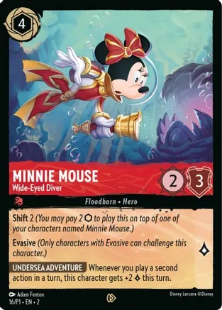 Minnie Mouse - Wide-Eyed Diver - 16/P1 - League Promo - Cold Foil