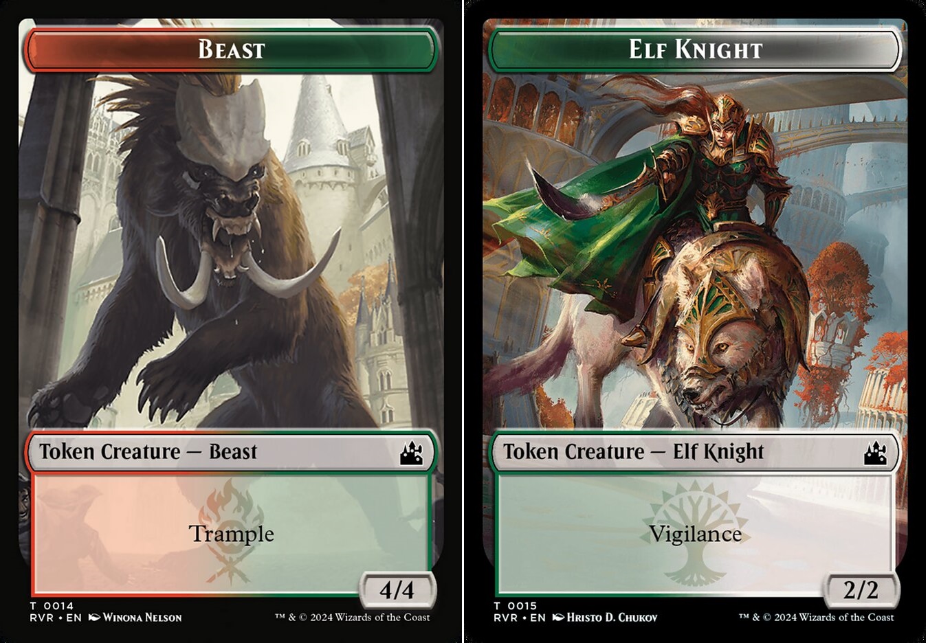 Beast (0014) // Elf Knight (0015) Double-Sided Token - Foil