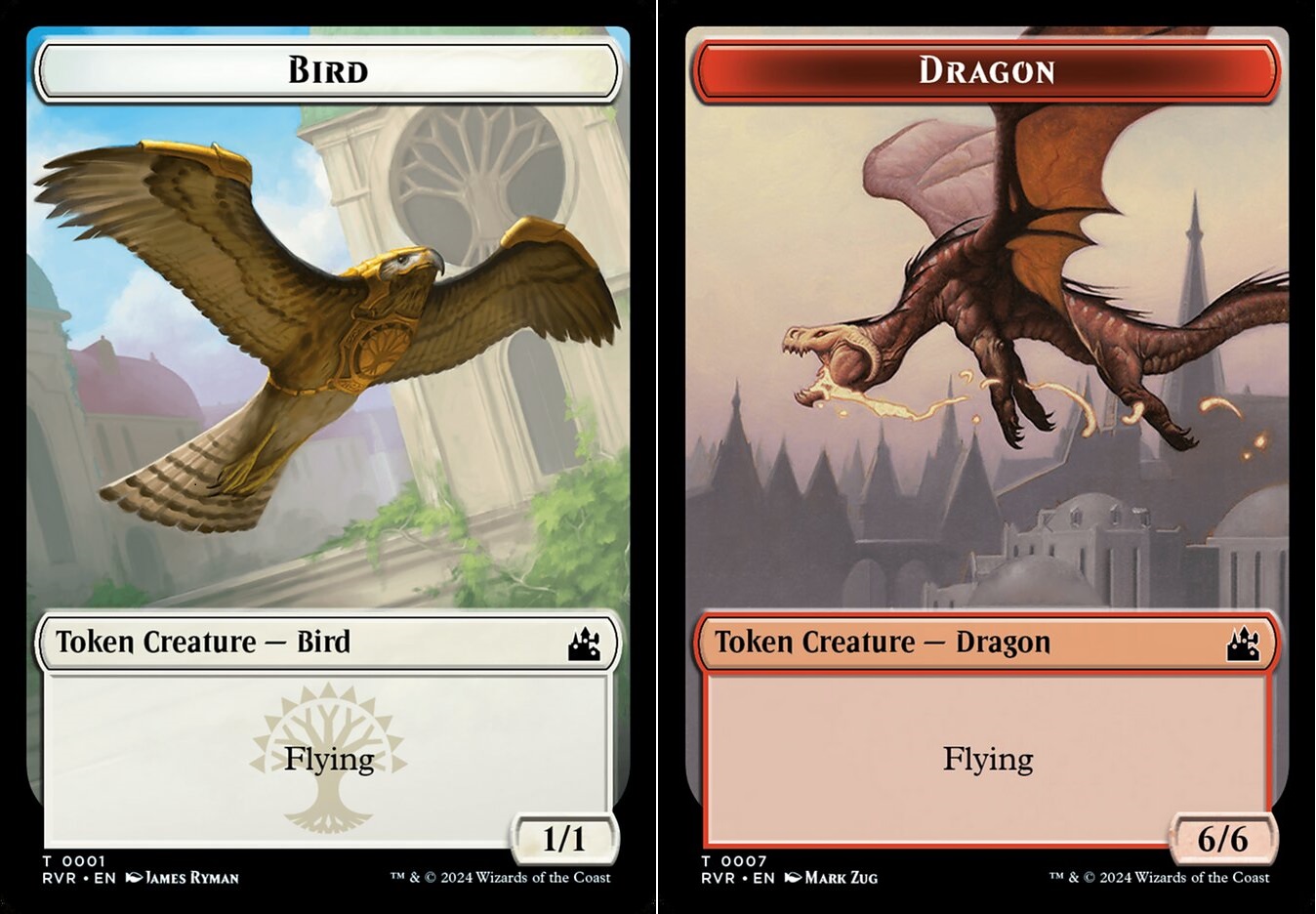 Bird (0001) // Dragon (0007) Double-Sided Token - Foil