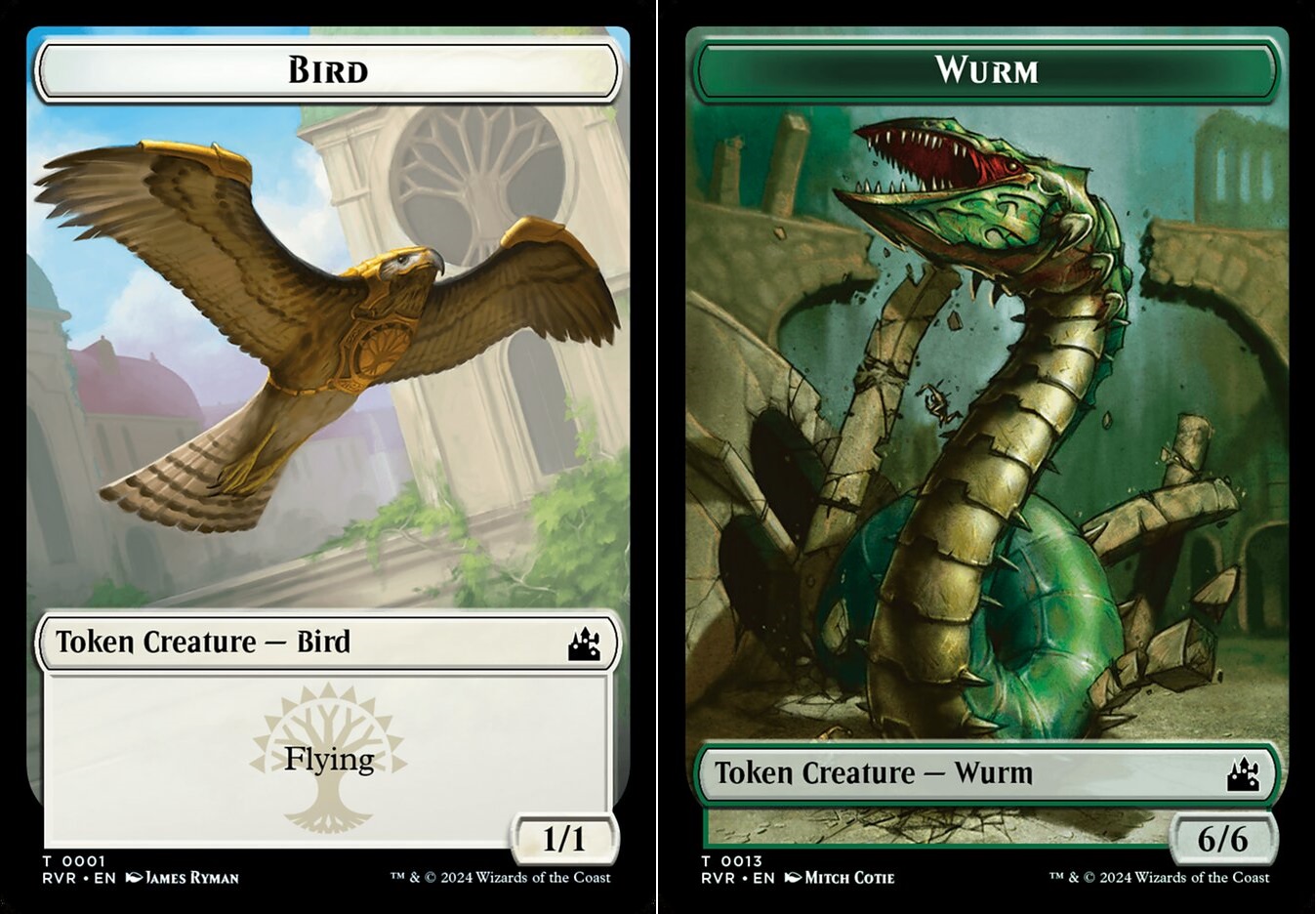 Bird (0001) // Wurm (0013) Double-Sided Token - Foil