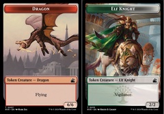 Dragon (0007) // Elf Knight (0015) Double-Sided Token - Foil