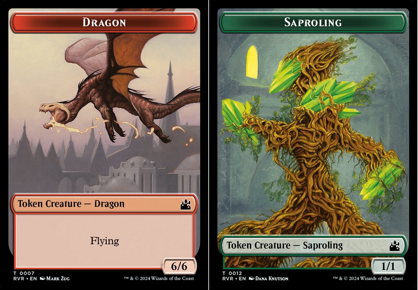 Dragon (0007) // Saproling (0012) Double-Sided Token - Foil