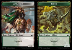 Elf Knight (0015) // Rhino (0011) Double-Sided Token - Foil