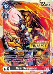 WarGreymon - BT12-070 - SR (2023 Regionals Finalist) - Foil