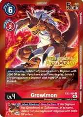 Growlmon - EX2-009 - C (2023 Regionals Participant) - Foil