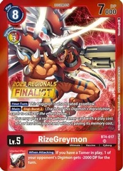 RizeGreymon - BT4-017 - SR (2023 Regionals Finalist) - Foil