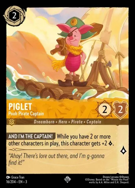 Piglet - Pooh Pirate Captain - 16/204 - Super Rare